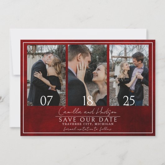 Jewel Tone-Romance | robijn | Bruiloft Save The Date (Voorkant)