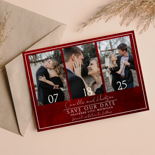 Jewel Tone-Romance | robijn | Bruiloft Save The Date
