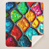 Jewel Tone Stained Glass Art Glow Design Sherpa Deken (Voorkant)