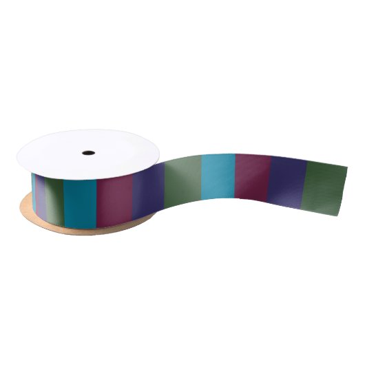 Jewel Tone Stripes voor Kerstmis Satijnen Lint (Spoel)