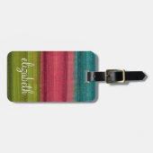 Jewel Tone Waterverf Stripes Custom Name Bagagelabel (Voorkant horizontaal)