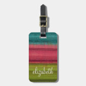 Jewel Tone Waterverf Stripes Custom Name Bagagelabel (Voorkant verticaal)
