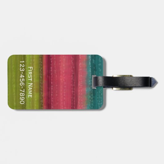 Jewel Tone Waterverf Stripes Custom Name Bagagelabel (Achterkant horizontaal)