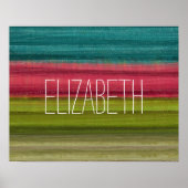 Jewel Tone Waterverf Stripes Custom Name Poster (Voorkant)