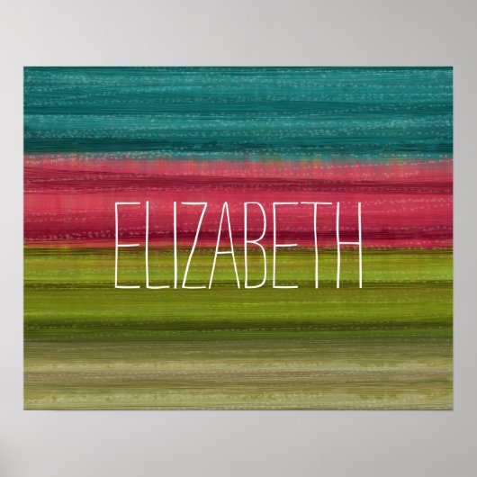 Jewel Tone Waterverf Stripes Custom Name Poster (Voorkant)