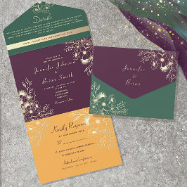 Jewel Tone Wedding All In One Uitnodiging