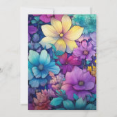 Jewel Toned Bloemenbruiloft Kaart (Achterkant)