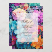 Jewel Toned Bloemenbruiloft Kaart (Voorkant / Achterkant)