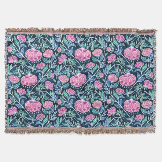 Jewel Toned Boho Chalk Chintz Floral Pattern Deken (Voorkant)