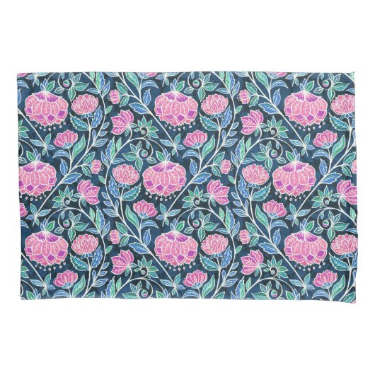 Jewel Toned Boho Chalk Chintz Floral Pattern Kussensloop (Voorkant)