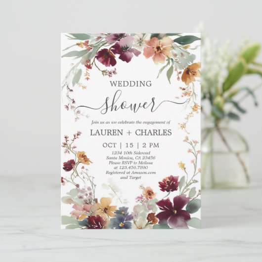 Jewel Toned bruiloft douche uitnodiging (Staand voorkant)