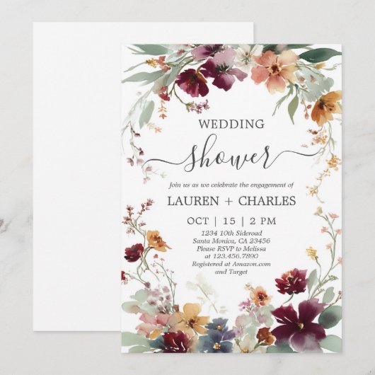 Jewel Toned bruiloft douche uitnodiging (Voorkant / Achterkant)