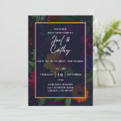 Jewel Toned Florals bruiloft uitnodiging (Staand voorkant)
