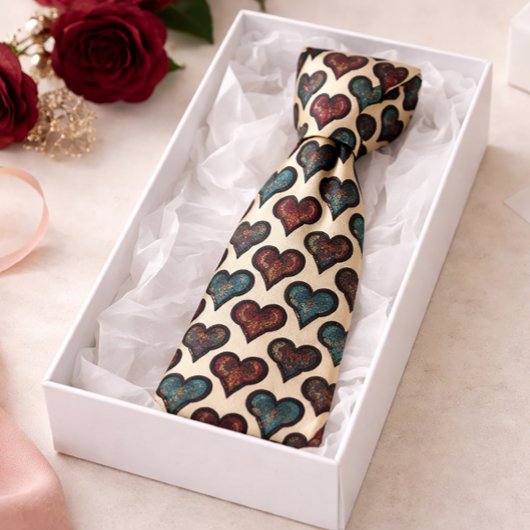 Jewel Toned Hearts Stropdas