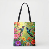 Jewel-Toned Hummingbird Magic Design Tote Bag (Voorkant)