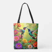 Jewel-Toned Hummingbird Magic Design Tote Bag (Achterkant)