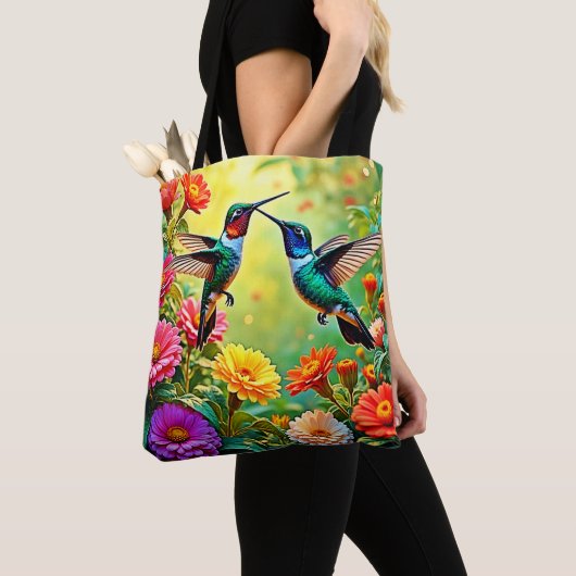 Jewel-Toned Hummingbird Magic Design Tote Bag (Dichtbij)