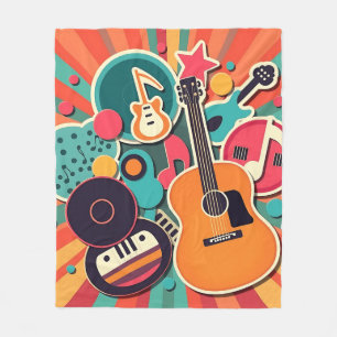 Jewel-Toned Music Theme Collage Fleece Deken