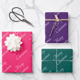Jewel Toned Pink Paars Green kerst Inpakpapier Vel