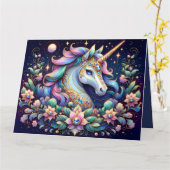 Jewel Toned Unicorn Floral Fantasy Kaart (Gele Bloem)