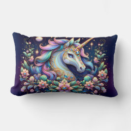 Jewel Toned Unicorn Floral Fantasy Kussen