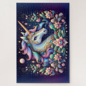 Jewel Toned Unicorn Floral Fantasy Legpuzzel (Verticaal)