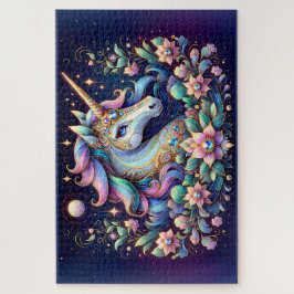 Jewel Toned Unicorn Floral Fantasy Legpuzzel