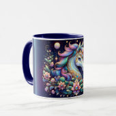 Jewel Toned Unicorn Floral Fantasy Mok (Voorkant links)