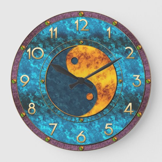 Jewel Toned Yin Yang Clock Grote Klok (Voorkant)