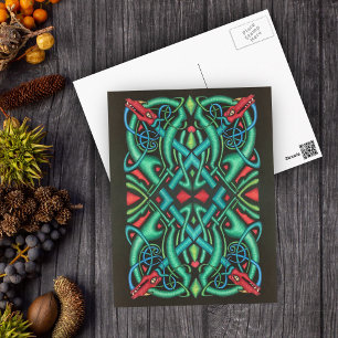 Jewel Tones  Celtic Dragon Knot Black Briefkaart