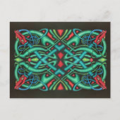 Jewel Tones  Celtic Dragon Knot Black Briefkaart (Voorkant)
