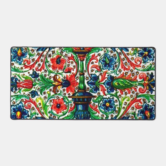 Jewel Tones Middeleeuws manuscript Bloemen Scrolls Bureaumat (Voorkant)