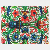 Jewel Tones Middeleeuws manuscript Bloemen Scrolls Fleece Deken (Voorkant (Horizontaal))