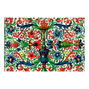 Jewel Tones Middeleeuws manuscript Bloemen Scrolls Foto Afdruk