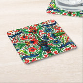 Jewel Tones Middeleeuws manuscript Bloemen Scrolls Kartonnen Onderzetters (Schuin)