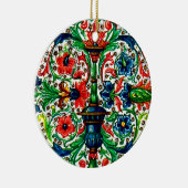 Jewel Tones Middeleeuws manuscript Bloemen Scrolls Keramisch Ornament (Rechts)