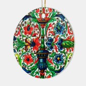 Jewel Tones Middeleeuws manuscript Bloemen Scrolls Keramisch Ornament (Links)