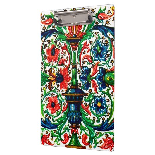 Jewel Tones Middeleeuws manuscript Bloemen Scrolls Klembord (Links)