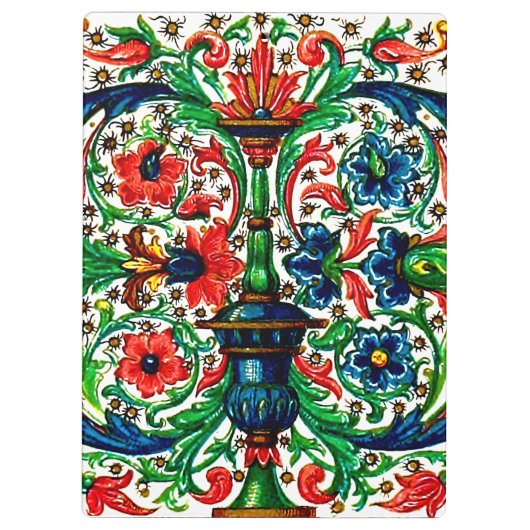 Jewel Tones Middeleeuws manuscript Bloemen Scrolls Klembord (Achterkant)