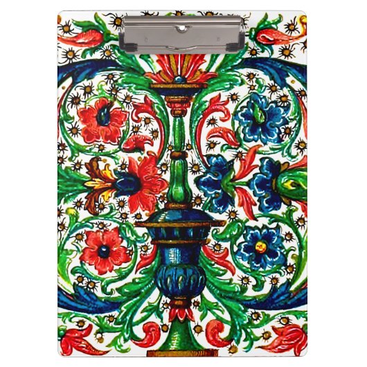 Jewel Tones Middeleeuws manuscript Bloemen Scrolls Klembord (Voorkant)