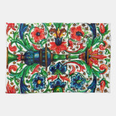 Jewel Tones Middeleeuws manuscript Bloemen Scrolls Theedoek (Horizontaal)
