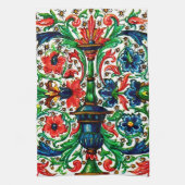 Jewel Tones Middeleeuws manuscript Bloemen Scrolls Theedoek (Verticaal)