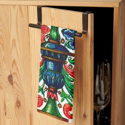 Jewel Tones Middeleeuws manuscript Bloemen Scrolls Theedoek (Derde Gevouwen)