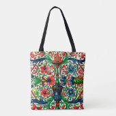 Jewel Tones Middeleeuws manuscript Bloemen Scrolls Tote Bag (Achterkant)