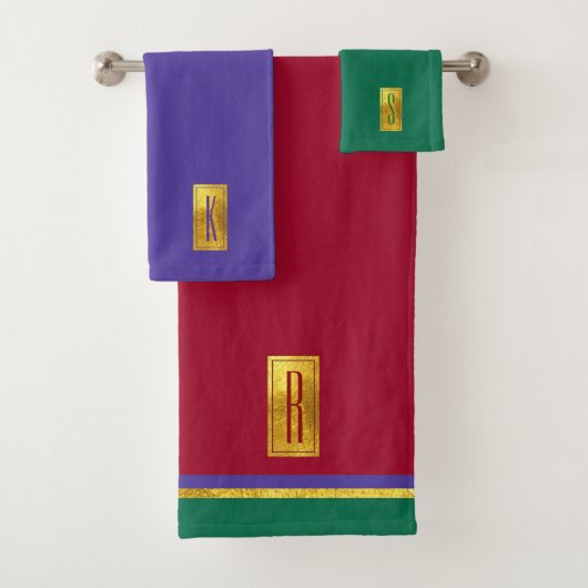 Jewel Tones Monogramed Bath Towel Set Bad Handdoek (Insitu)