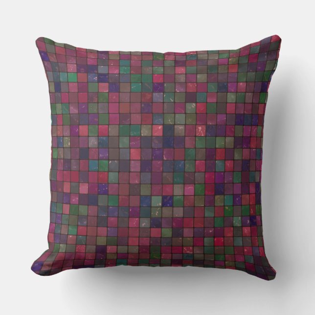Jewel Tones Mosaic Patterned Kussen (Voorkant)
