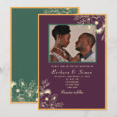Jewel Tones Photo Wedding Invitation Kaart (Voorkant / Achterkant)