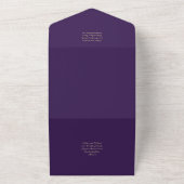Jewel Tones Plum Paarse Berry Gold Wedding All In One Uitnodiging (Buitenkant)