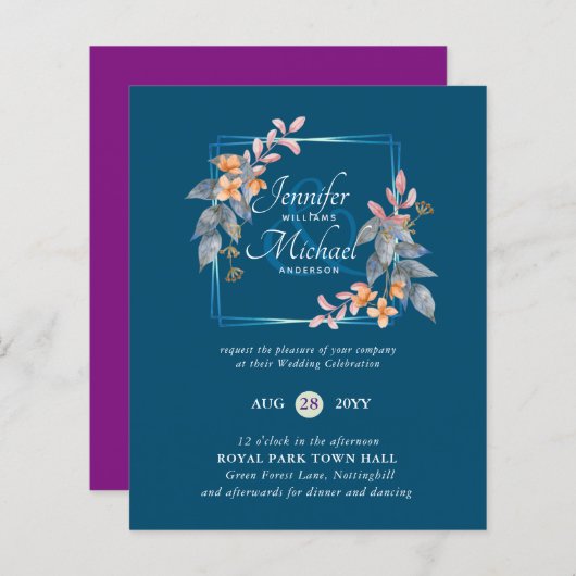 Jewel Tones Thema Bruiloft Save Dates Budget (Voorkant / Achterkant)