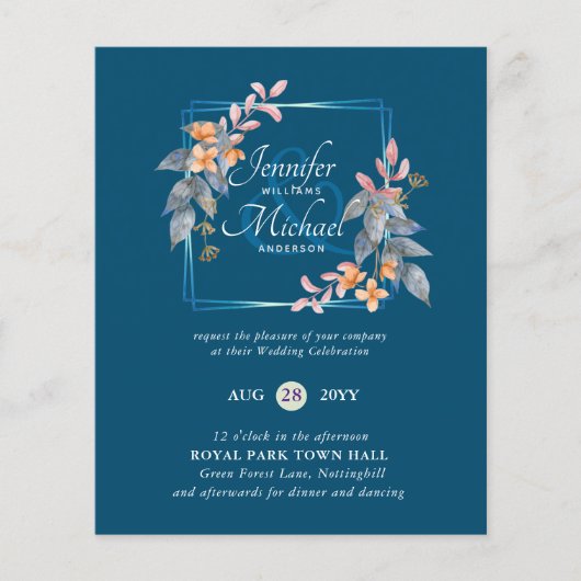 Jewel Tones Thema Bruiloft Save Dates Budget (Voorkant)